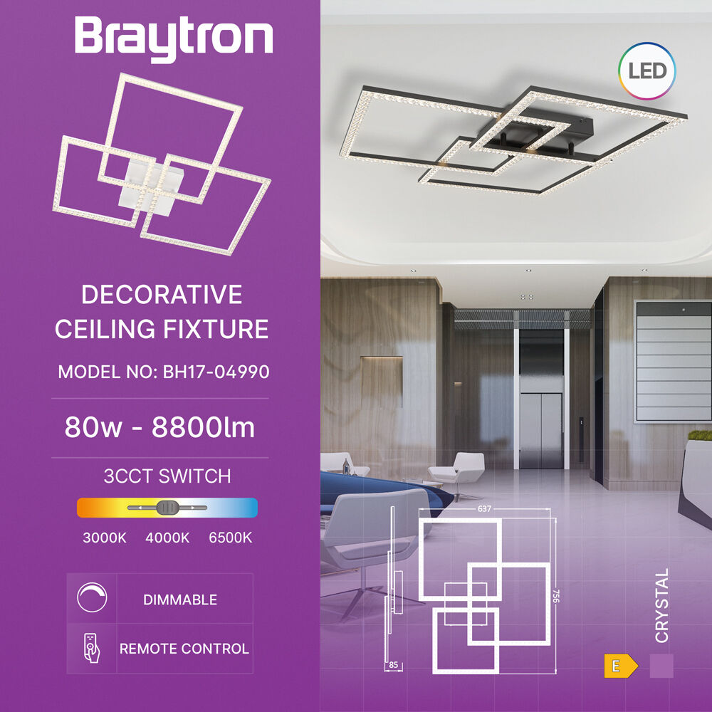 BRY-CRYSTAL-B-80W-3IN1-RMT-WHT-CEILING LIGHT - 3