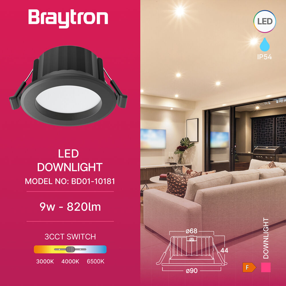 BRY-DOWNLIGHT D90-9W-RND-BLC-3IN1-IP54-LED DOWNLIGHT - 3