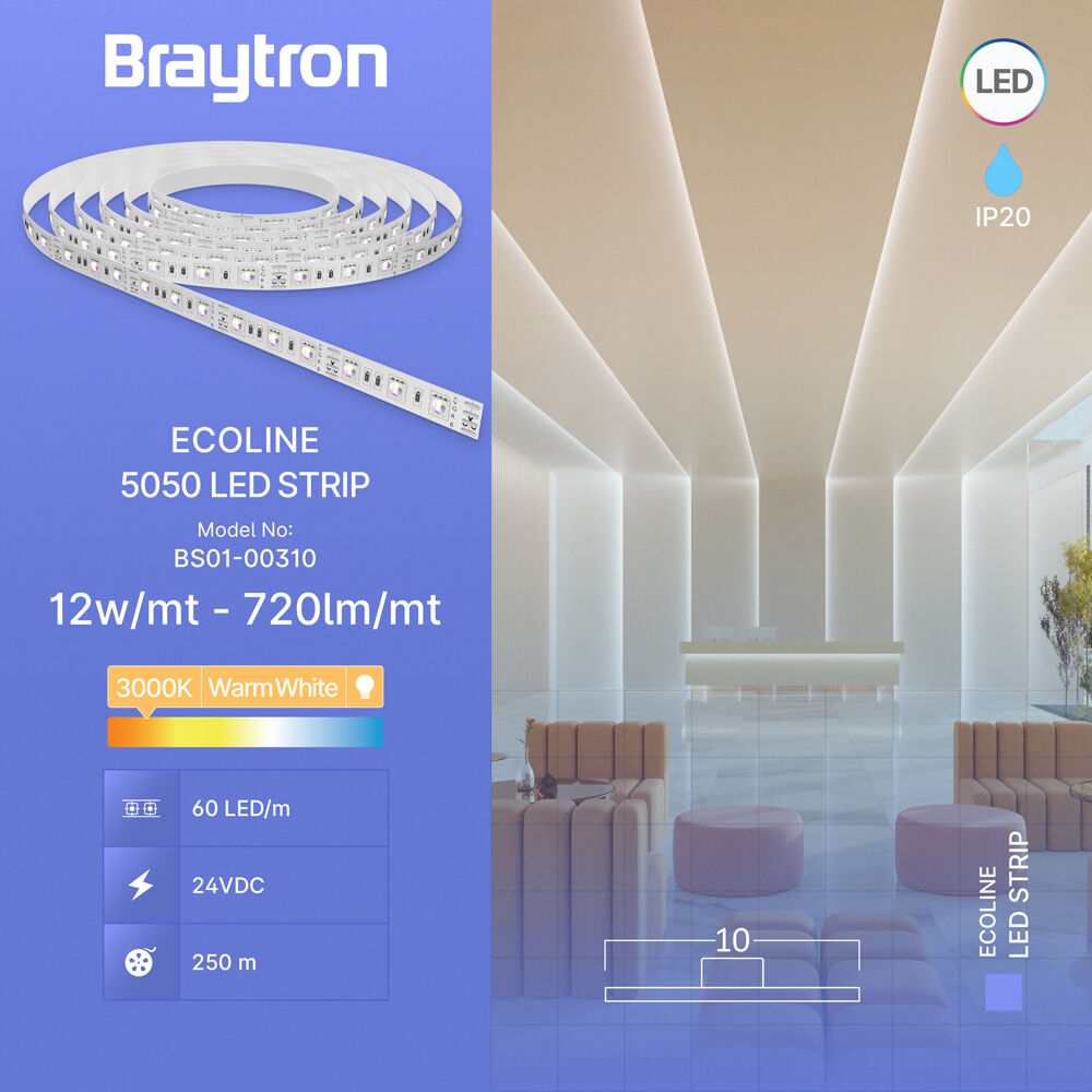 BRY-ECOLINE-12W-60L-5050-3000K-24V-IP20-LED STRIP - 3
