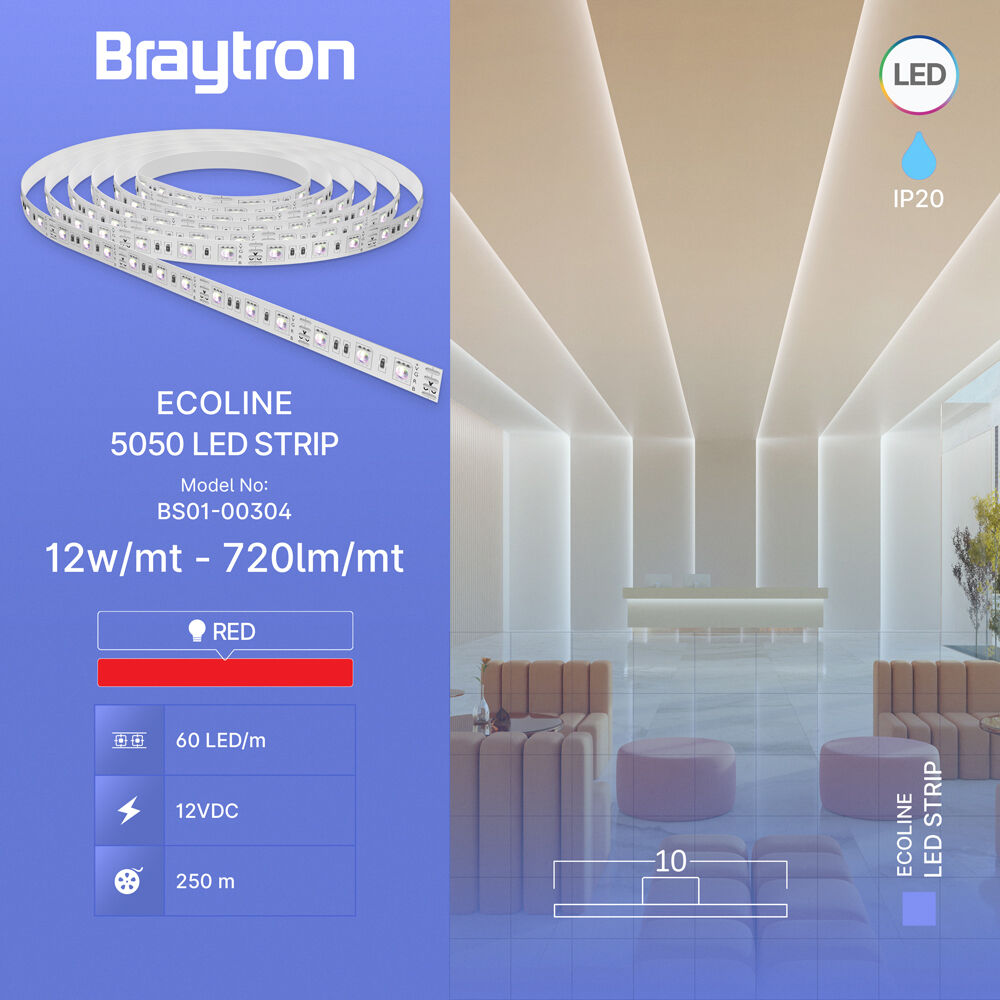 BRY-ECOLINE-12W-60L-5050-RED-12V-IP20-LED STRIP - 3