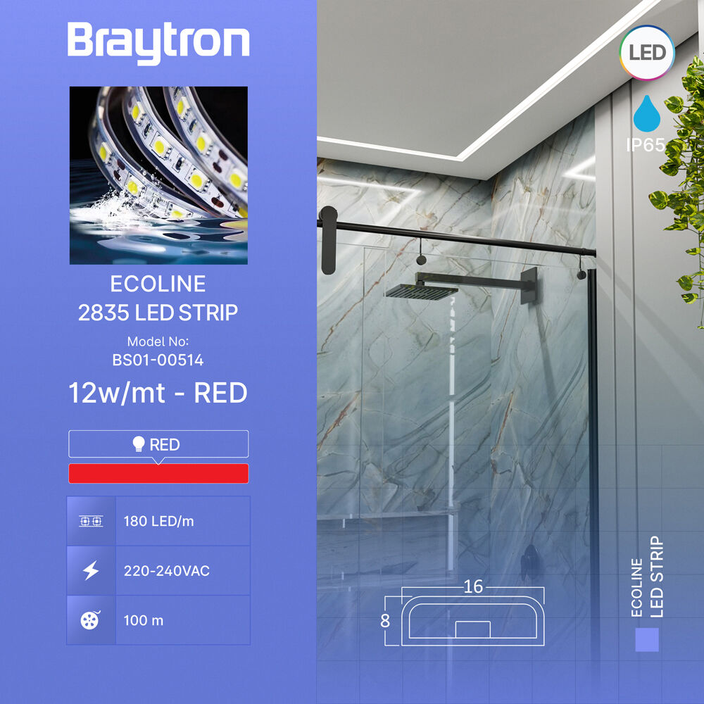 BRY-ECOLINE-180L-2835-RED-220V-IP65-LED STRIP - 3