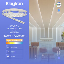 BRY-ECOLINE-8W-60L-2835-3000K-12V-IP20-LED STRIP - 3