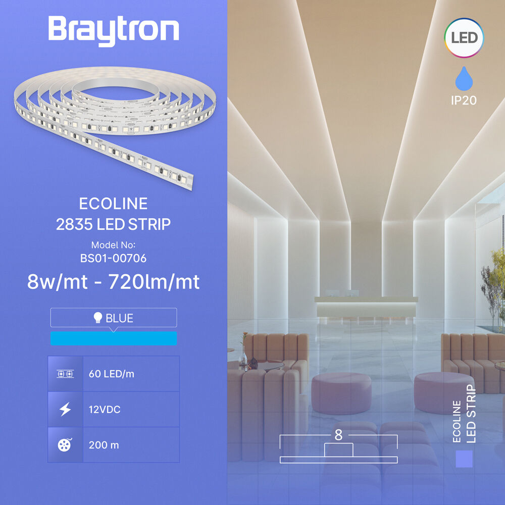 BRY-ECOLINE-8W-60L-2835-BLU-12V-IP20-LED STRIP - 3