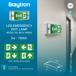 BRY-EXIT-LED-3W-DUAL-IP54-WHT-EMERGENCY EXIT LAMP - 3