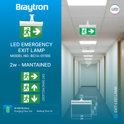 BRY-EXIT-LED-2W-HNG-IP20-WHT-EMERGENCY EXIT - 3