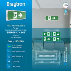 BRY-EXIT-LED-5W-DUAL-IP65-WHT-EMERGENCY EXIT - 3