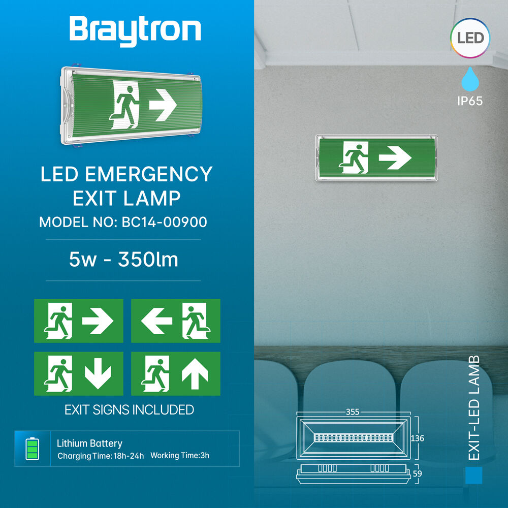 BRY-EXIT-LED-5W-DUAL-IP65-WHT-EMERGENCY EXIT - 3