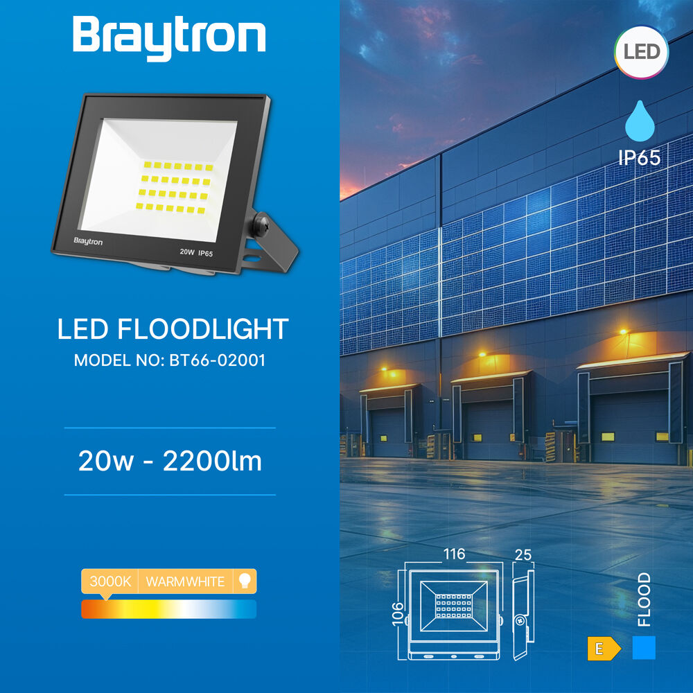 BRY-FLOOD-CF-20W-BLC-3000K-IP65-LED FLOODLIGHT - 3