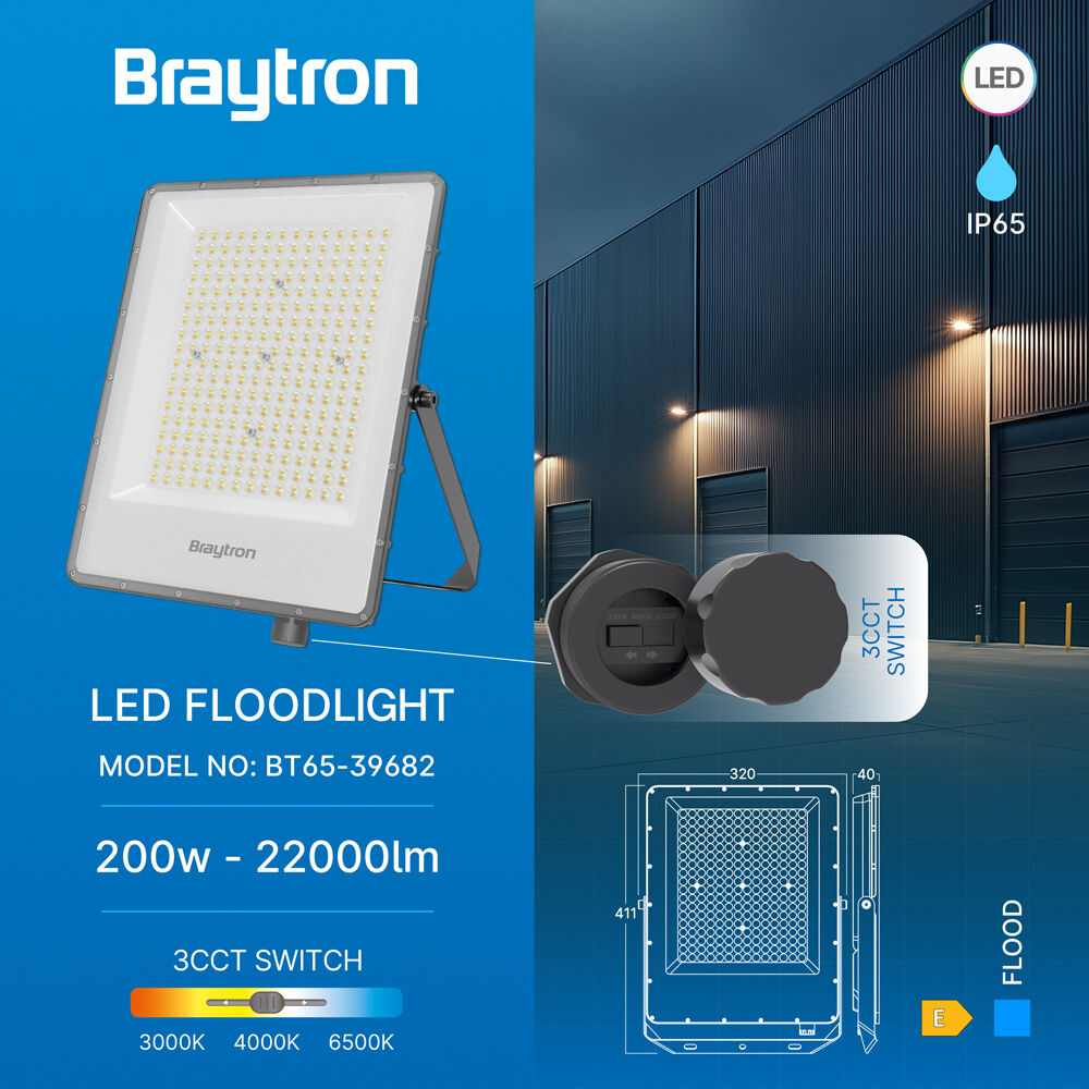 BRY-FLOOD-LS-200W-GRY-3IN1-IP65-LED FLOODLIGHT - 3