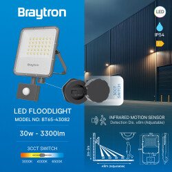 BRY-FLOOD-LS-30W-GRY-3IN1-SNS-IP54-LED FLOODLIGHT - 3