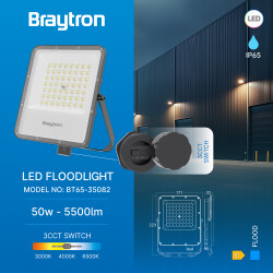 BRY-FLOOD-LS-50W-GRY-3IN1-IP65-LED FLOODLIGHT - 3