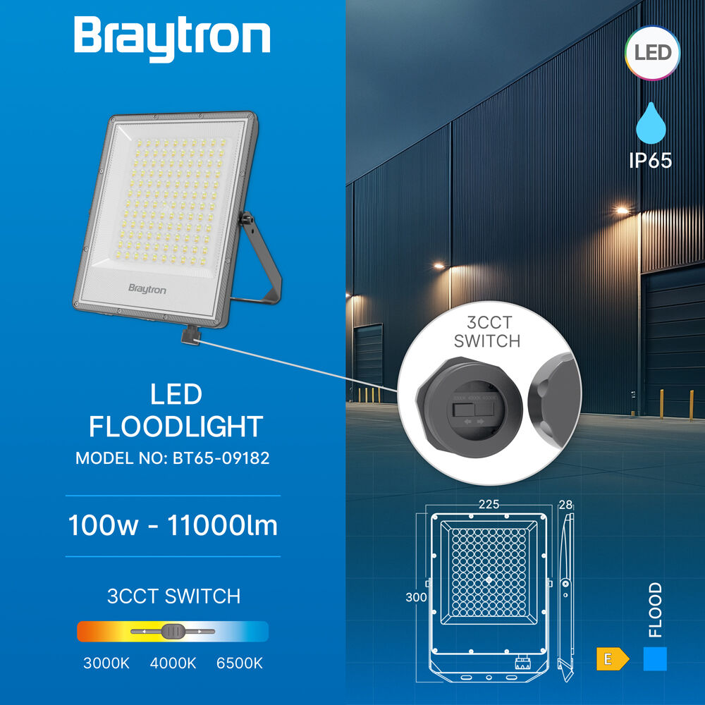 BRY-FLOOD-PF-100W-GRY-3IN1-IP65-LED FLOODLIGHT - 3