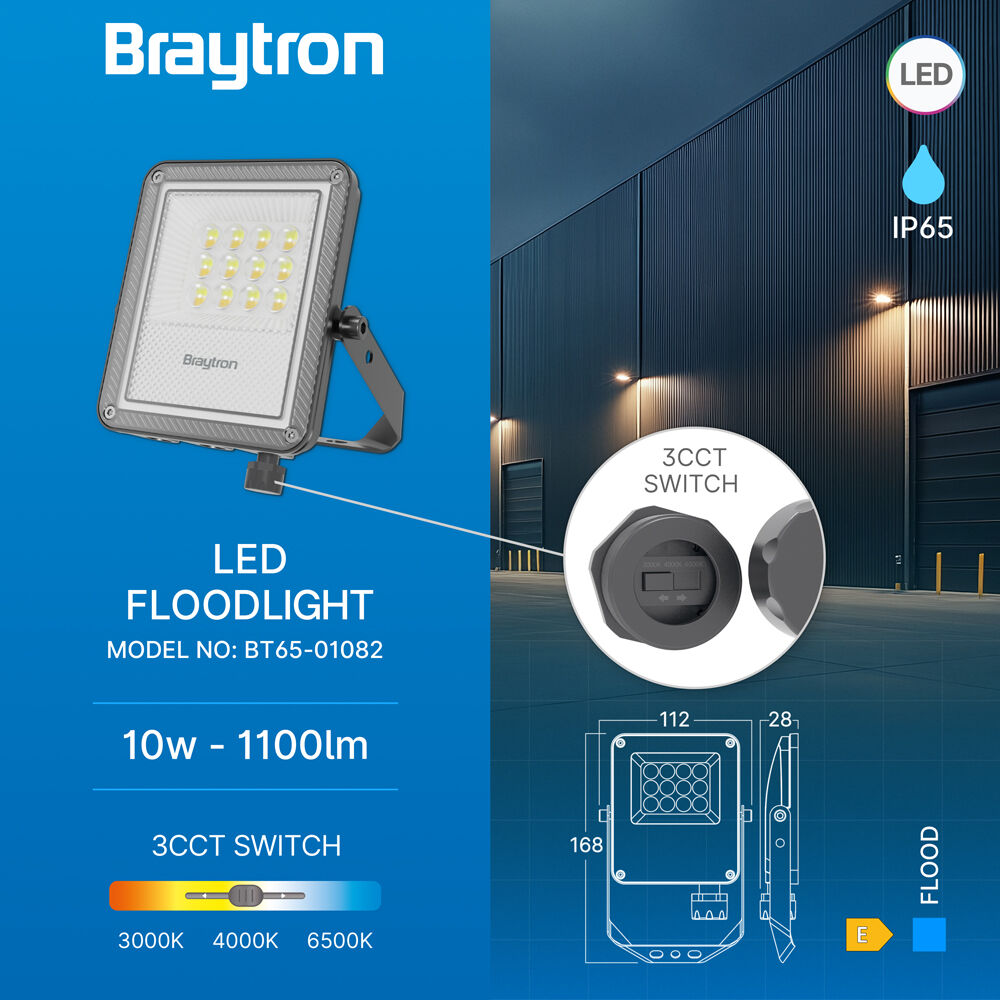 BRY-FLOOD-PF-10W-GRY-3IN1-IP65-LED FLOODLIGHT - 3