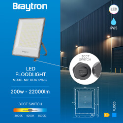 BRY-FLOOD-PF-200W-GRY-3IN1-IP65-LED FLOODLIGHT - 3