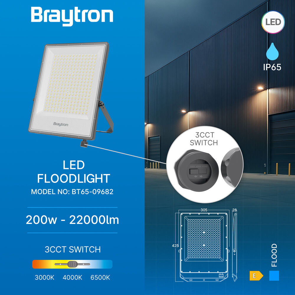 BRY-FLOOD-PF-200W-GRY-3IN1-IP65-LED FLOODLIGHT - 3