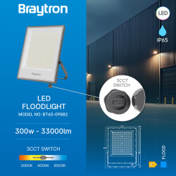 BRY-FLOOD-PF-300W-GRY-3IN1-IP65-LED FLOODLIGHT - 3