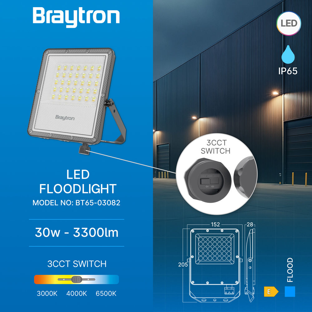 BRY-FLOOD-PF-30W-GRY-3IN1-IP65-LED FLOODLIGHT - 3