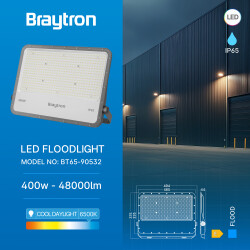 BRY-FLOOD-PF-400W-GRY-6500K-IP65-LED FLOODLIGHT - 3