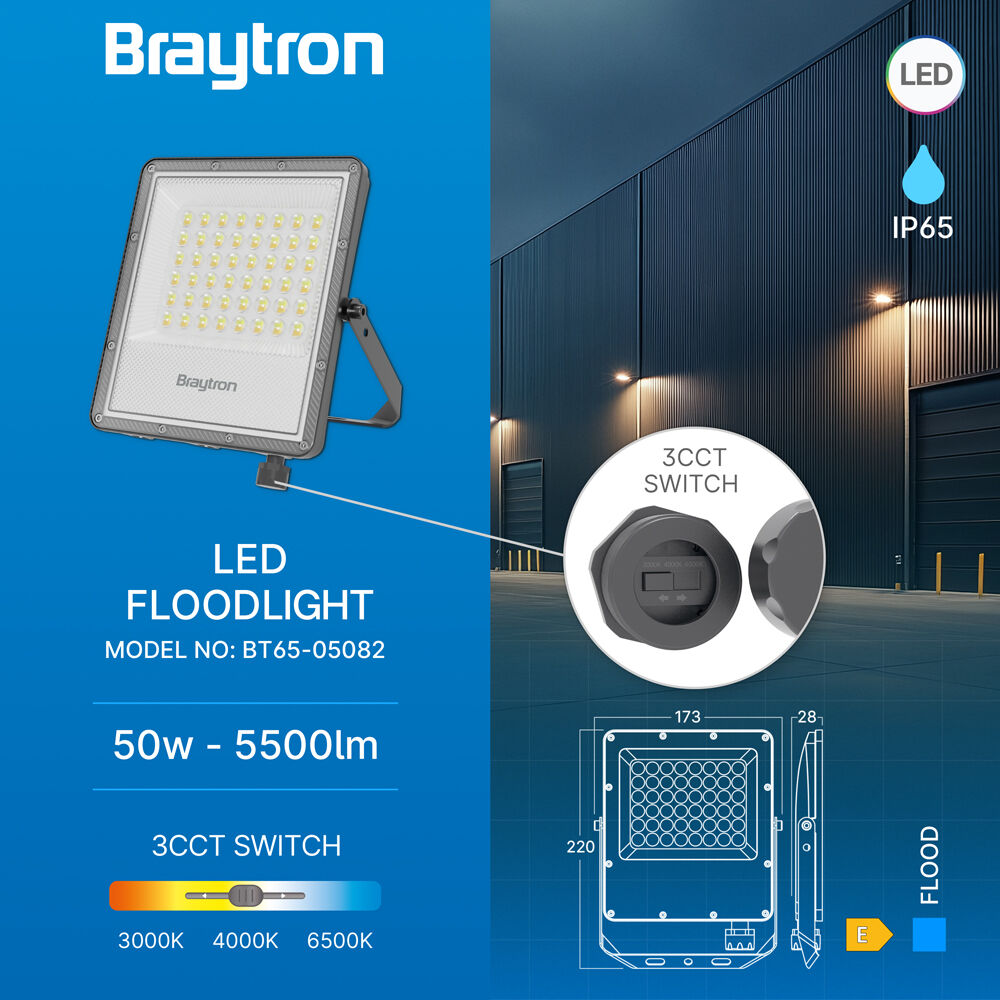 BRY-FLOOD-PF-50W-GRY-3IN1-IP65-LED FLOODLIGHT - 3