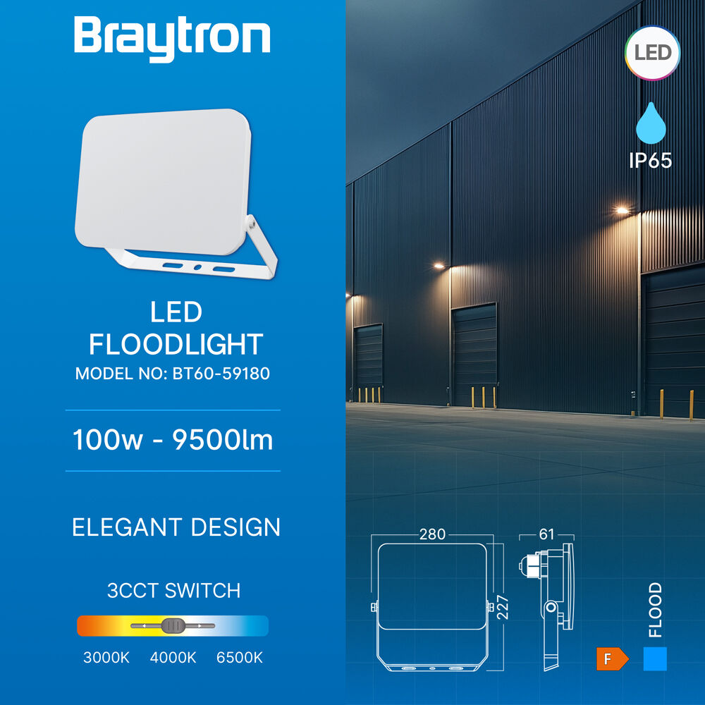 BRY-FLOOD-WF-100W-WHT-3IN1-IP65-LED FLOODLIGHT - 3