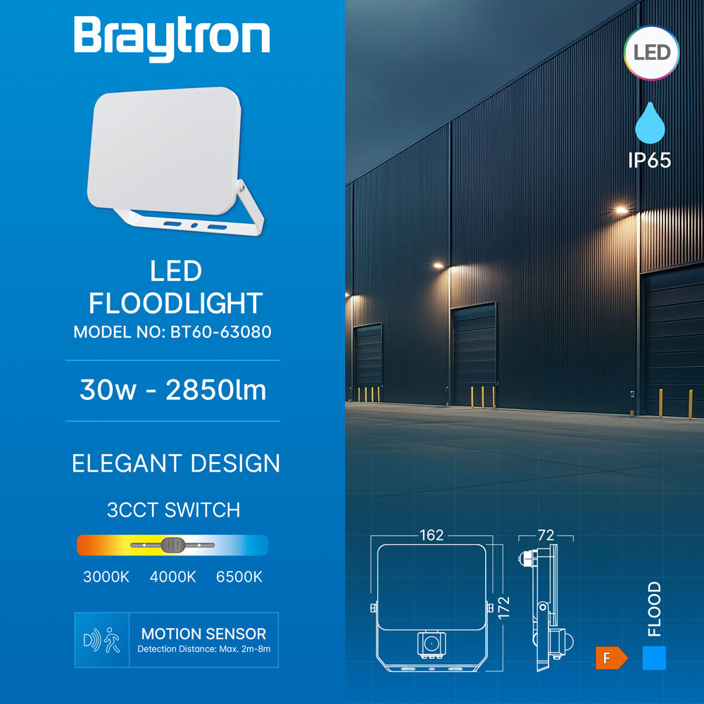 BRY-FLOOD-WF-30W-WHT-3IN1-SNS-IP54-LED FLOODLIGHT - 3