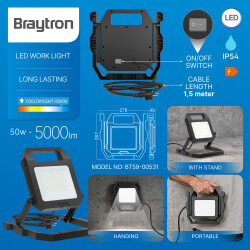 BRY-FLOOD-WL-BLC-50W-1.5MT CABLE-6500K-WORK LIGHT - 3