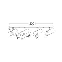 BRY-G002C-4H-4xGU10-GLD-BLC-CEILING LIGHT - 4