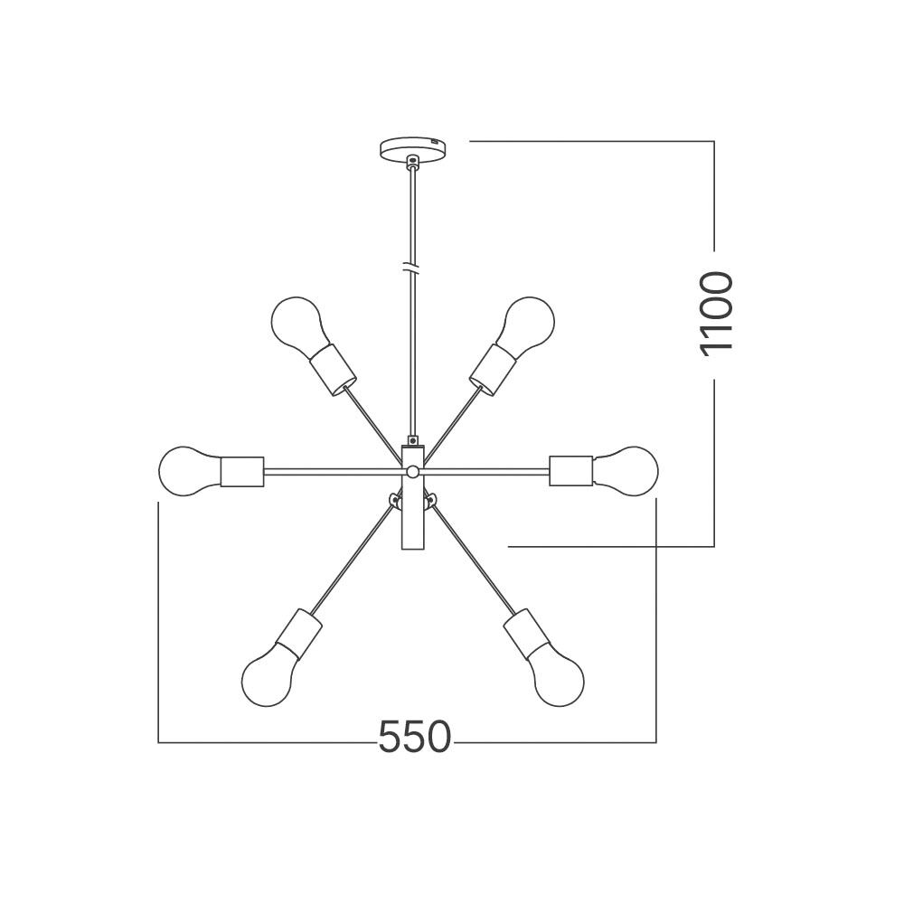 BRY-G004C-6H-6xE27-BLC-PENDANT LIGHT - 4
