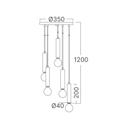 BRY-G005R-5H-5xE27-BLC-PENDANT LIGHT - 4