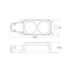 BRY-IPLINE-2 WAY-WO/CABLE-TPE-IP44- SOCKET - 3