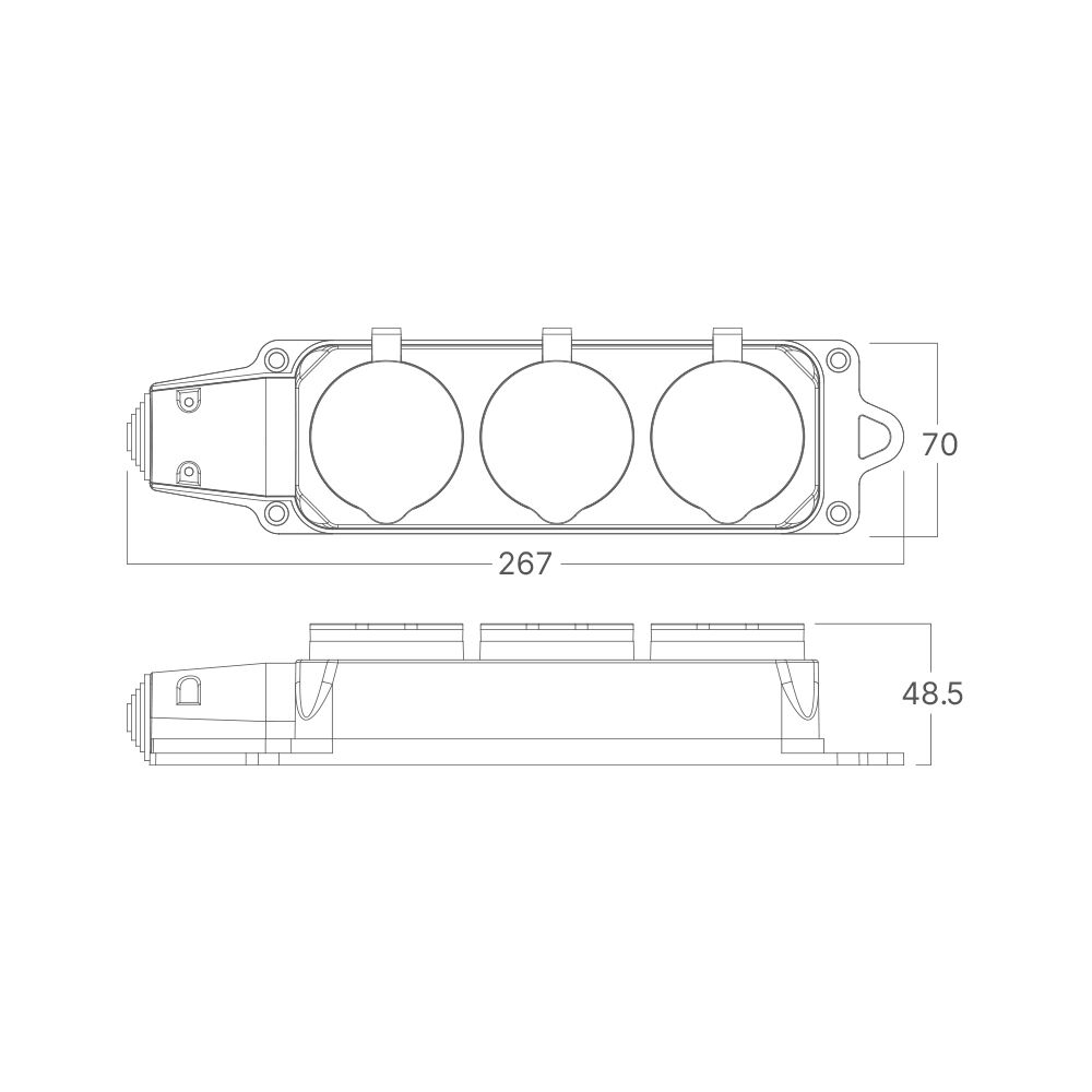 BRY-IPLINE-3 WAY-WO/CABLE-TPE-IP44- SOCKET - 3