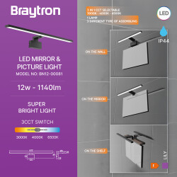 BRY-LILY-A-600-12W-3IN1-BLC-IP44 MIRROR LAMP - 3