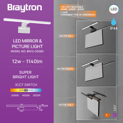 BRY-LILY-A-600-12W-3IN1-CHR-IP44 MIRROR LAMP - 3