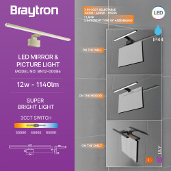 BRY-LILY-A-600-12W-3IN1-GLD-IP44 MIRROR LAMP - 3