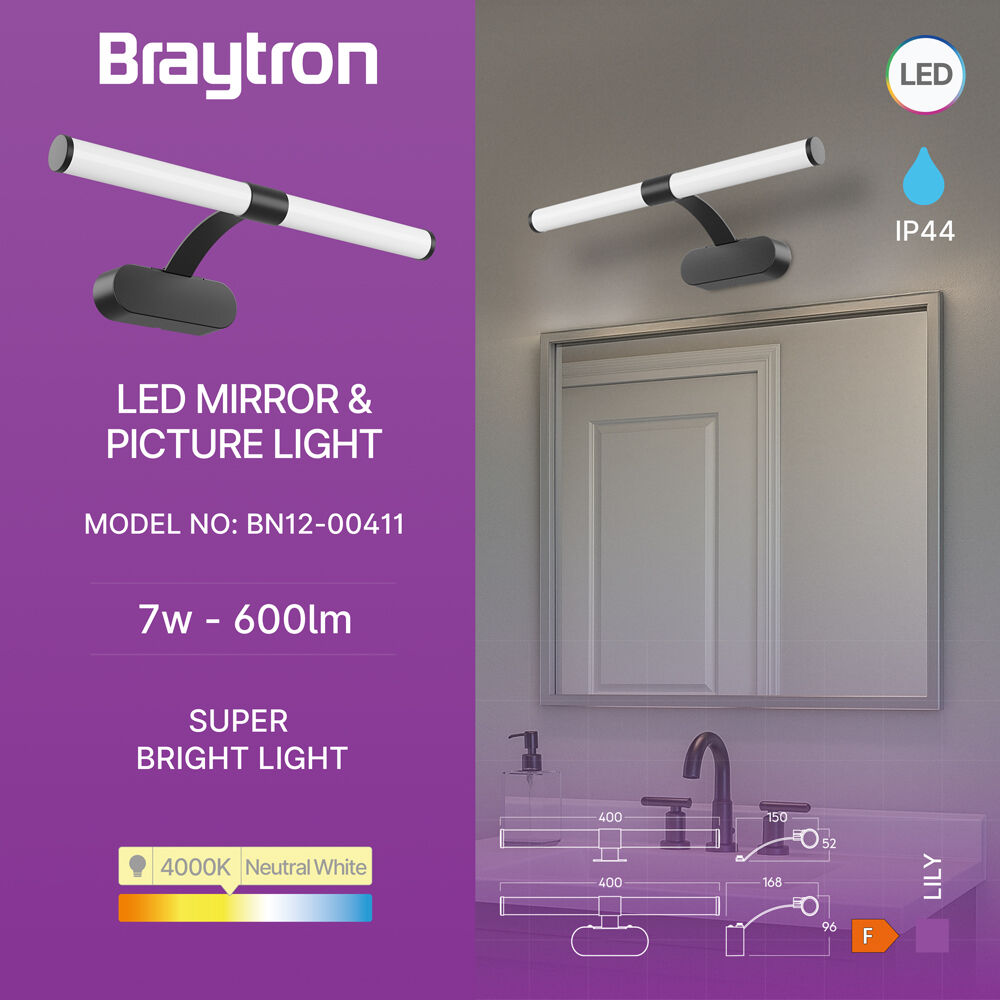 BRY-LILY-C-400-7W-4000K-BLC-IP44 MIRROR LAMP - 3