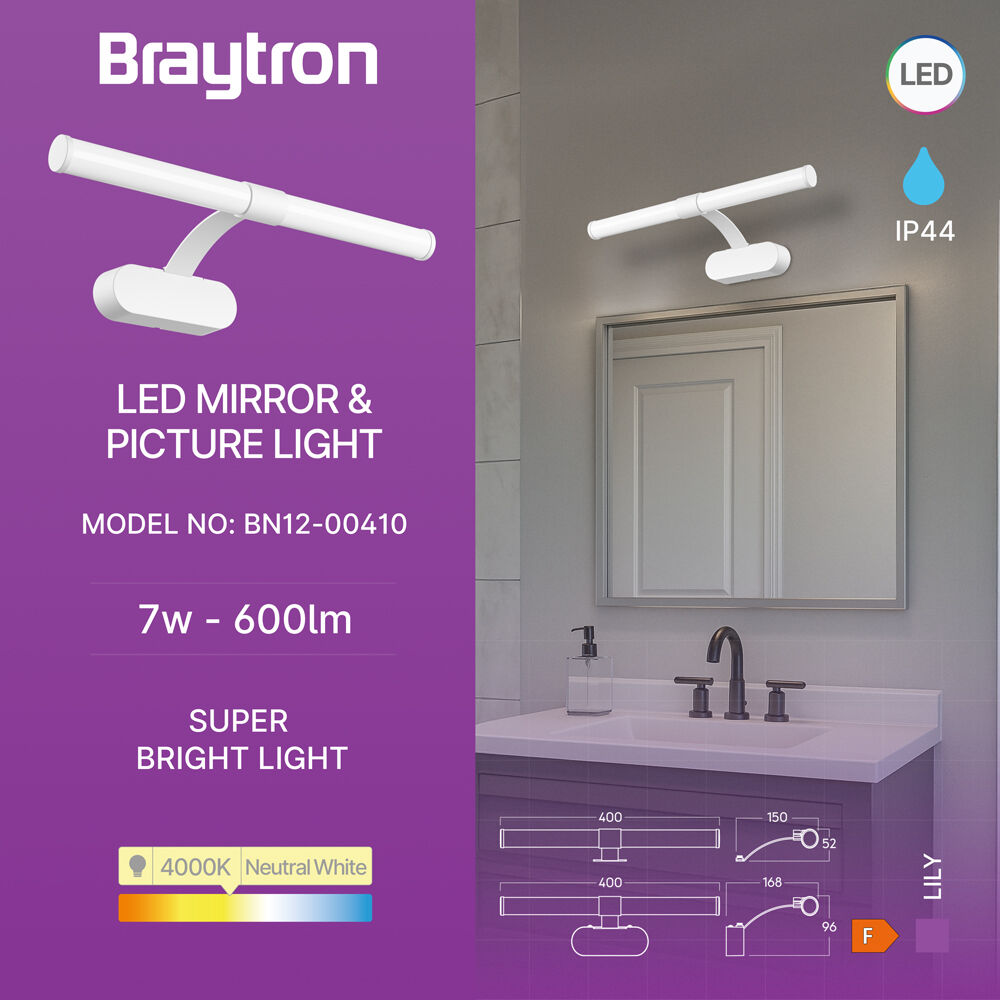 BRY-LILY-C-400-7W-4000K-WHT-IP44 MIRROR LAMP - 3