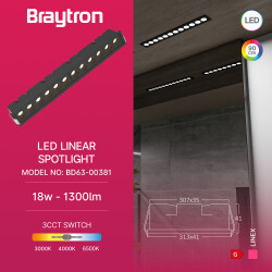 BRY-LINEX-LN12-18W-3CCT-BLC-LED LINEAR FIXTURE - 3