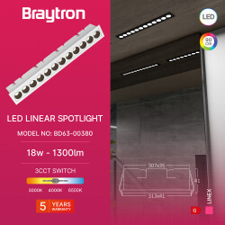 BRY-LINEX-LN12-18W-3CCT-WHT-LED LINEAR FIXTURE - 3