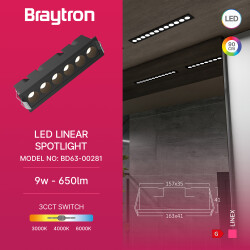 BRY-LINEX-LN6-9W-3CCT-BLC-LED LINEAR FIXTURE - 3