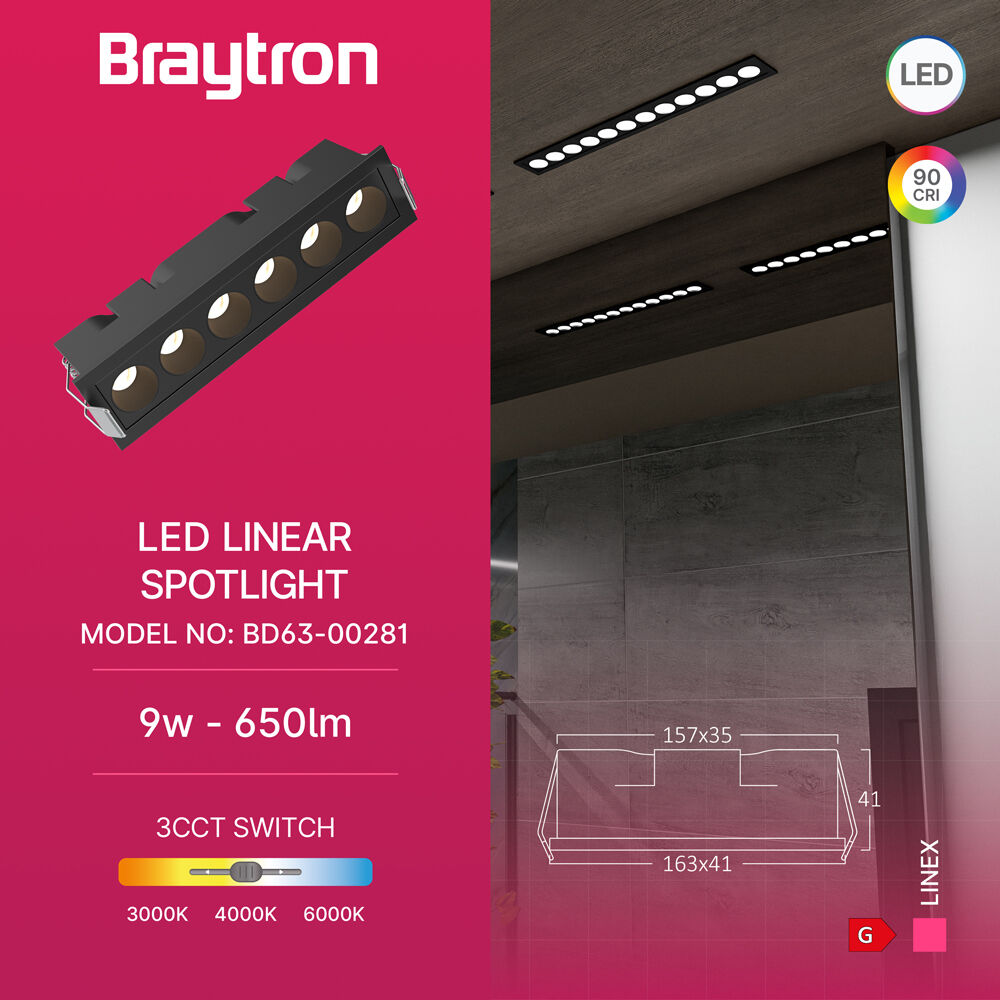 BRY-LINEX-LN6-9W-3CCT-BLC-LED LINEAR FIXTURE - 3