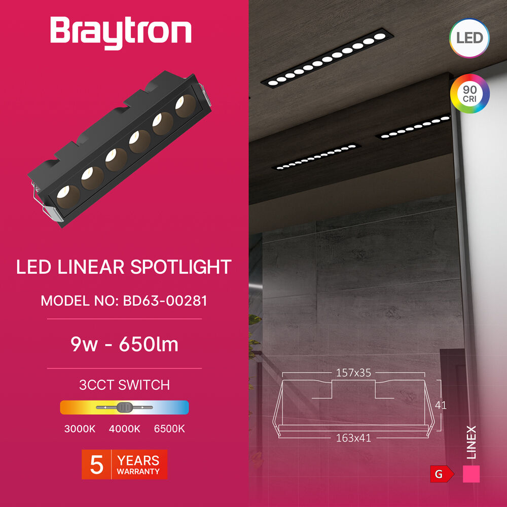 BRY-LINEX-LN6-9W-3CCT-BLC-LED LINEAR FIXTURE - 3