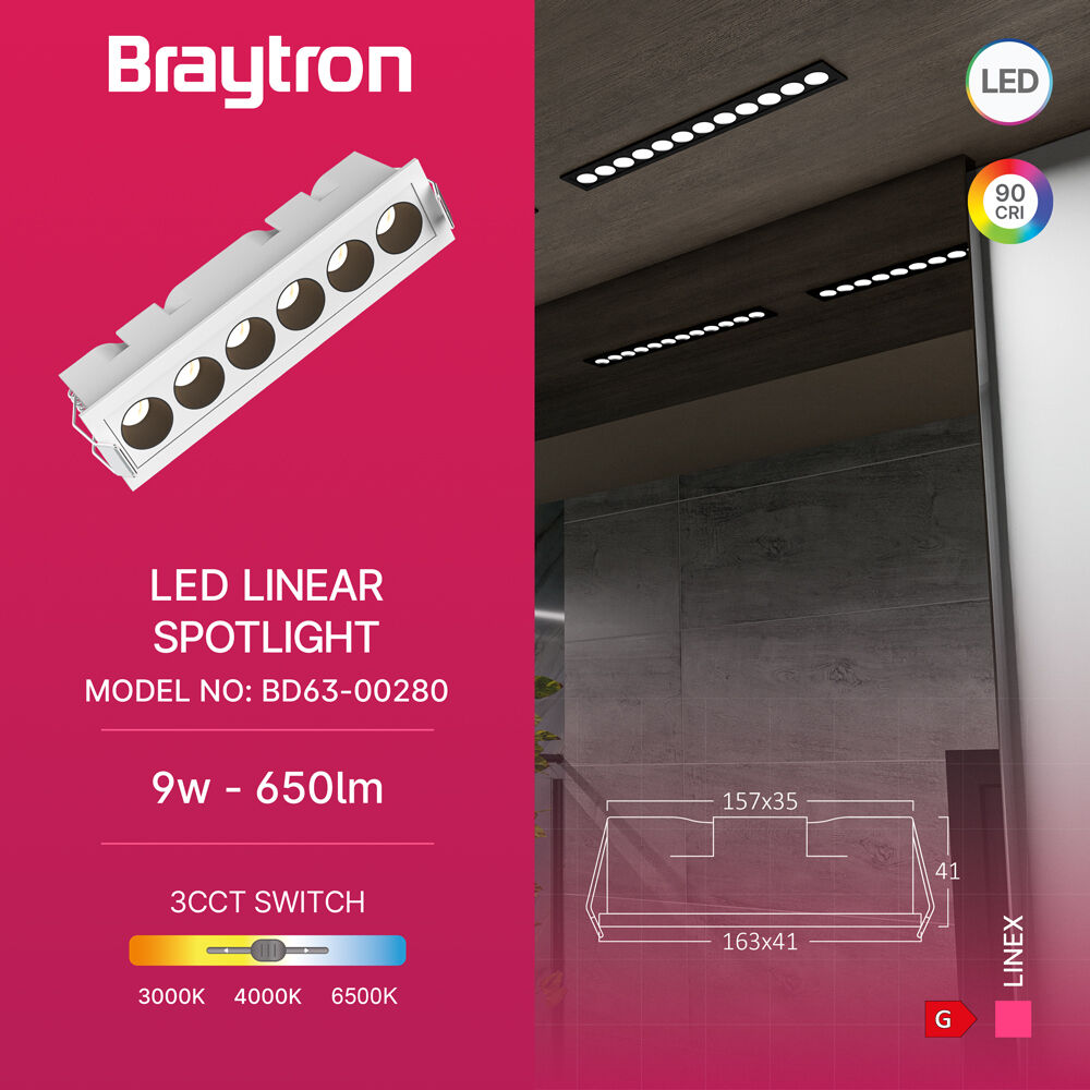BRY-LINEX-LN6-9W-3CCT-WHT-LED LINEAR FIXTURE - 3