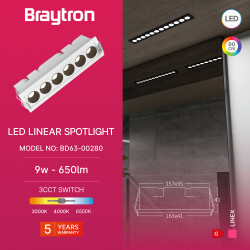 BRY-LINEX-LN6-9W-3CCT-WHT-LED LINEAR FIXTURE - 3