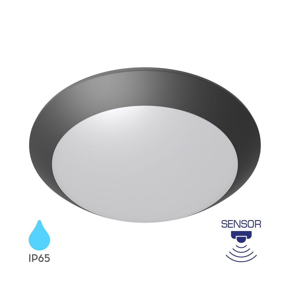 BRY-NAPOLI-D270-1xE27-PC-SNS-GRY-IP65-CEILING LIGHT - 1