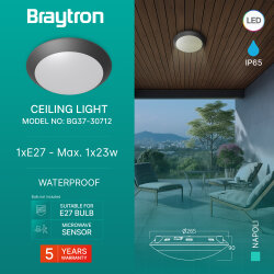 BRY-NAPOLI-D270-1xE27-PC-SNS-GRY-IP65-CEILING LIGH - 3