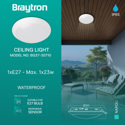 BRY-NAPOLI-D270-1xE27-PC-SNS-WHT-IP65-CEILING LIGHT - 3