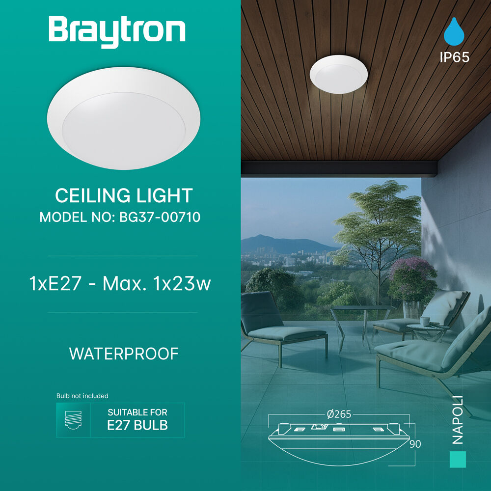 BRY-NAPOLI-D270-1xE27-PC-WHT-IP65-CEILING LIGHT - 3