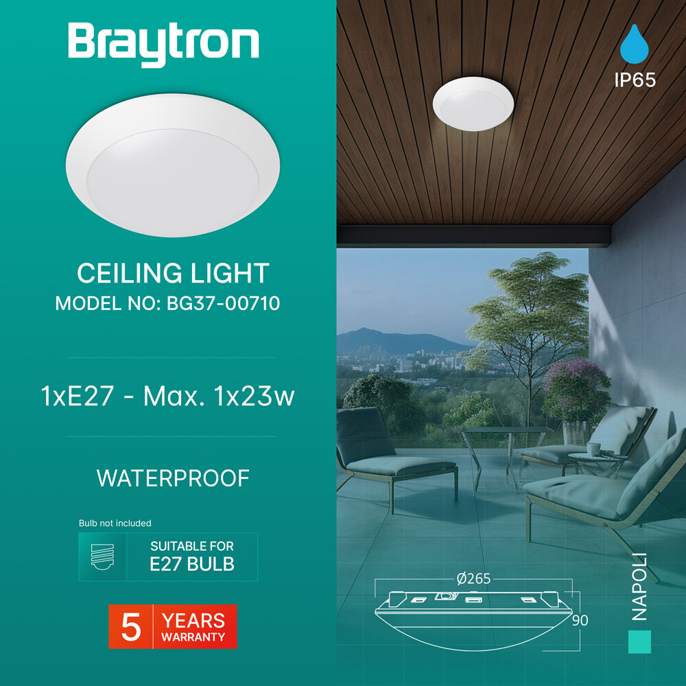 BRY-NAPOLI-D270-1xE27-PC-WHT-IP65-CEILING LIGHT - 3