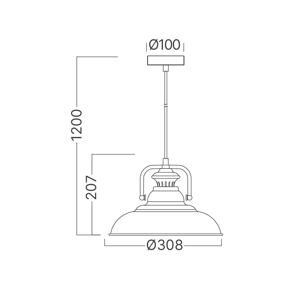 BRY-P002R-1H-1xE27-CPR-PENDANT LIGHT - 4