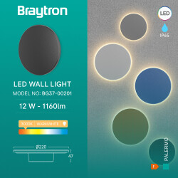 BRY-PALERMO-M-RND-BLC-12W-3000K-IP65-WALL LIGHT - 3